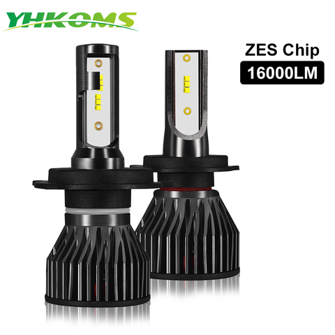 YHKOMS luces del coche H4 LED H7 16000LM H1 H8 H11 LED Auto lámpara para bombilla de faro delantero de coche HB3 HB4 9005 de 9006 a 6500K blanco niebla luces 12V ► Foto 1/6