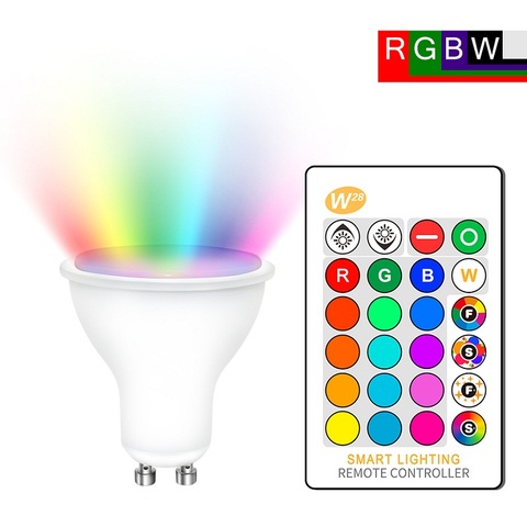 Bombilla LED GU10 RGB de 8W, iluminación nocturna de ambiente con Control remoto IR, CA 85-265V, luces decorativas cambiables de 16 colores, blanco cálido ► Foto 1/6