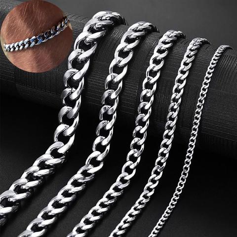 Pulsera de cadena de acero inoxidable para hombre y mujer, pulseras de cadena de eslabones cubanos, joyería de muñeca Unisex, regalo Punk Masculino ► Foto 1/6