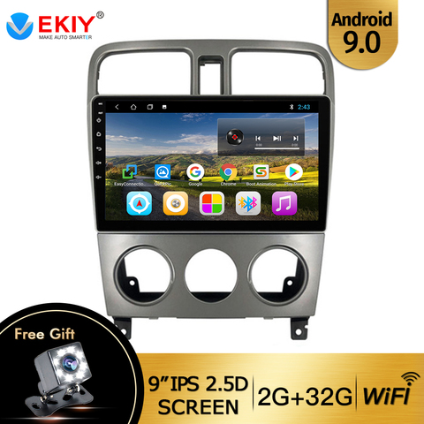 EKIY-Radio Multimedia con GPS para coche, Radio con reproductor, Android 9,0, 9 pulgadas, 2 Din, navegador, 2 GB + 32 GB, DVD, para Subaru Forester 2004, 2005, 2006, 2007 ► Foto 1/6