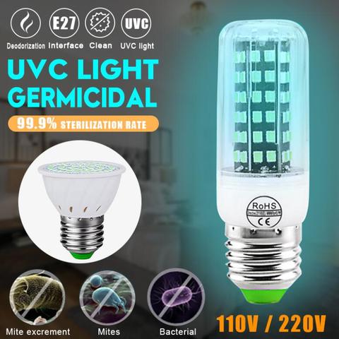 110V-220V E27 UV desinfección lámpara 2385 SMD LED esterilizar 250nm UV-C luz germicida bombilla UV lámpara de desinfección ► Foto 1/6