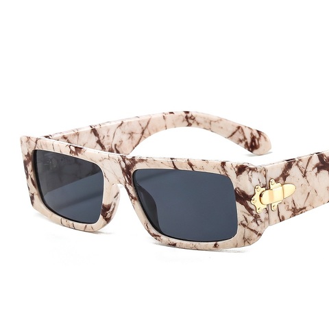 Gafas de sol rectangulares para hombre y mujer, lentes de marca de diseñador a la moda, con UV400, marco de Metal con cerrojo, de lujo, 2022 ► Foto 1/6