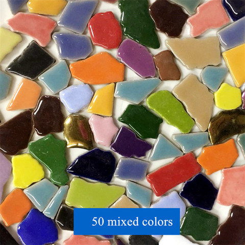 Azulejos de cerámica para manualidades, azulejos de mosaico Irregular de cerámica, DIY, materiales decorativos hechos a mano, colores mezclados, 100g, 50 ► Foto 1/6