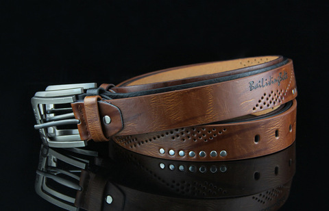 Cinturón con hebilla de remache para hombre, cinturón vaquero informal estilo Retro para adolescentes ► Foto 1/6