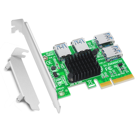 Tarjeta elevadora PCI Express 1 a 4 16X PCI-E 4X a 4 USB 3,0 adaptador tarjeta multiplicadora de puerto para minería de Bitcoin BTC nuevo ► Foto 1/6