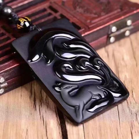 Obsidiana negra de nueve colas para mujer, colgante de estrella de zorro, elemento fantasma, cristal de zorro mágico, joyería de zorro negro, collar, regalo, venta al por mayor ► Foto 1/5