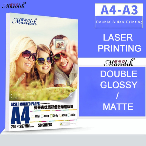 Alta calidad 120g 160g 200g 250g 300g A3 A4 doble cara brillante impresión láser foto de papel ► Foto 1/6