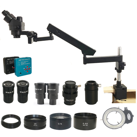 Microscopio de brazo articulado Trinocular Focal con abrazadera, 3,5x-90X, 38MP, HDMI, Compatible con cámara de Microscopio USB, envío desde España ► Foto 1/5