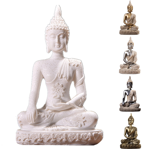 Estatua de Buda en miniatura de 11 estilos, piedra arenisca natural Fengshui de Tailandia, escultura de Buda, figura hindú, adorno decorativo para el hogar, 15 ► Foto 1/6