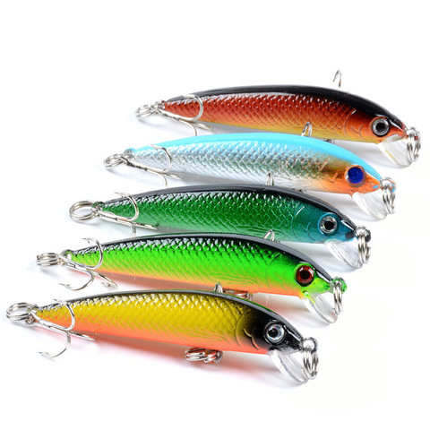 Señuelo de pesca de 55mm y 3,6g, anzuelo de pesca 3D Wobblers ojos artificiales de plástico duro, aparejos de pesca para pesca al aire libre, 5 colores ► Foto 1/6