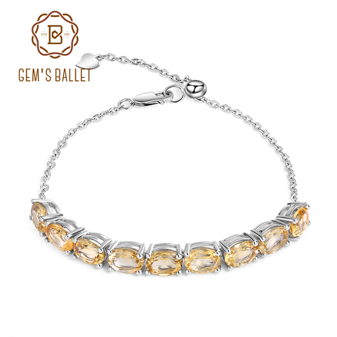 GEM'S BALLET-pulsera de plata de ley 925 con gemas ovaladas naturales, brazalete ajustable, joyería fina ► Foto 1/1