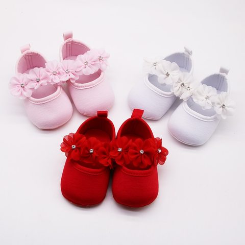 DIHOPE 2022 zapatos de primeros zapatos de andar de bebé a la moda para niñas, zapatos de bailarina para fiesta de bebé, zapatos casuales con diamantes de imitación de flores en 3D para niños ► Foto 1/6