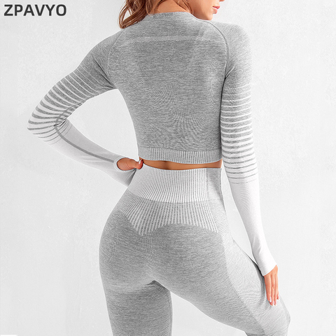 Trajes de yoga para mujer, conjunto de yoga, ropa de gimnasio para mujer, ropa deportiva para correr, ropa para correr, top yoga, leggings para mujer, conjunto de gimnasio sin costuras ► Foto 1/6