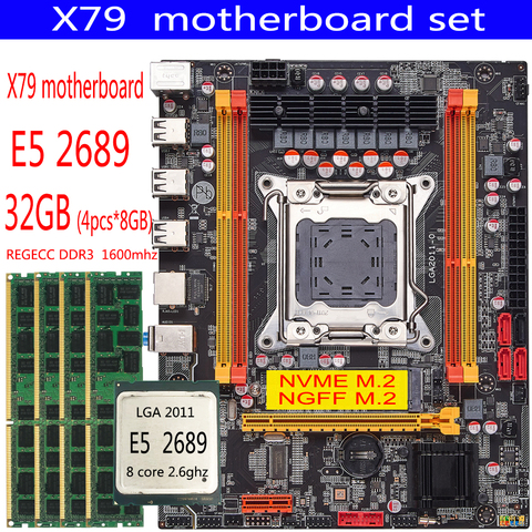 Conjunto de placa base x79 con Xeon LGA2011 E5 2689 4x8GB = 32GB 1600MHz pc3 12800R DDR3 ECC REG memory MATX, combo de placa base ► Foto 1/5