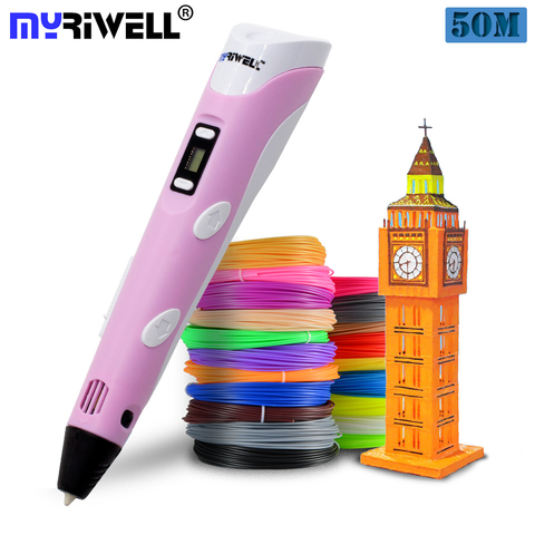 Miriwell pluma 3D impresora 3D pluma 3D pluma dibujo impresión 3D con 50 metros 10 colores filamento ABS arte mágico para el regalo de Estudiante ► Foto 1/6