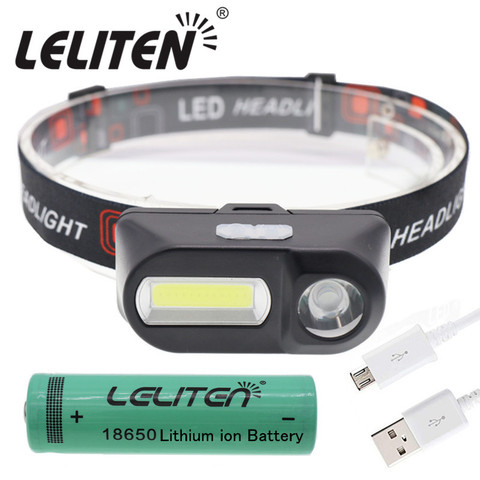 Mini linterna frontal LED portátil XPE + COB, recargable vía USB, para Camping, para pesca ► Foto 1/6