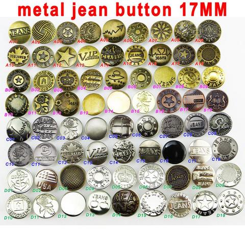 50 piezas 17mm carta metal jeans botón pantalones marca jean botones de costura decorativa Ropa Accesorios JMB-000 ► Foto 1/6