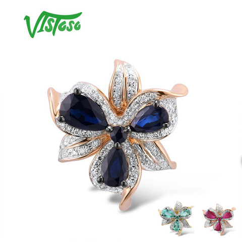 VISTOSO-Colgante de oro para mujer, de 14K, oro espumoso amarillo Rosa 585, Diamante Azul zafiro, Esmeralda, rubí, joyería fina ► Foto 1/6