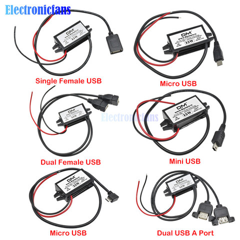 Convertidor DC-DC de 12V a 5V, convertidor USB, miniadaptador de salida de energía de coche, baja temperatura, 96% ► Foto 1/6