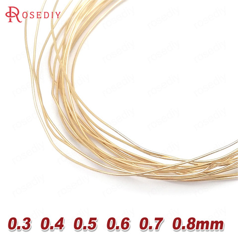 2 metros 0,4mm 0,5mm 0,6mm 0,7mm 0,8mm 24 K oro Color latón hacer forma de alambre de Metal de alta calidad accesorios de la joyería ► Foto 1/6