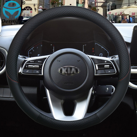 Cubierta de cuero del volante del coche de la marca dermayo 100% para Kia Rio 2 3 4 X Line Kobi Sedan Auto accesorios Interior ► Foto 1/6