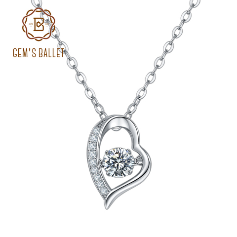 GEM'S BALLET-collar con colgante de corazón de moissanita para mujer, de Plata de Ley 925, 5,0mm, Color D, 0,5 CT, diamante ► Foto 1/6