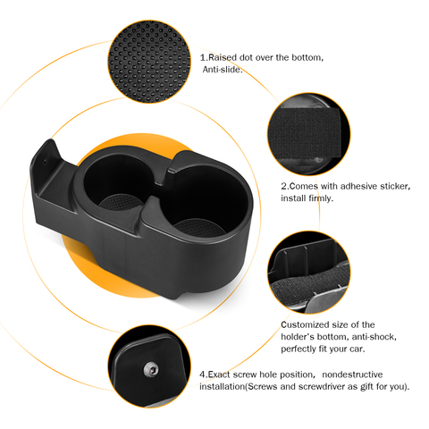 Actualizado doble taza de titular bebidas soportes más profundo centro de la consola tamaño doble para Smart Fortwo, 451/450, 1998-2015 ► Foto 1/6