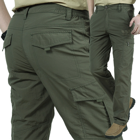 Pantalones militares de carga para hombre, pantalón de trabajo táctico, informal, impermeable, transpirable, de secado rápido, para correr, verano y primavera ► Foto 1/6