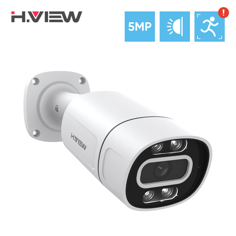 H.View-cámara Ip de 5Mp con detección facial Poe, cámaras de seguridad Cctv H.265, videovigilancia de Audio para exteriores, Onvif para sistema Nvr ► Foto 1/6