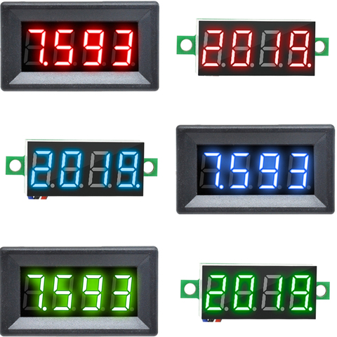 Mini voltímetro Digital de 0-100V CC, medidor de voltaje de 0,36 pulgadas, Panel LED, comprobador de voltaje eléctrico, 3 cables, 12V, 24V, 48V, 4 bits ► Foto 1/6