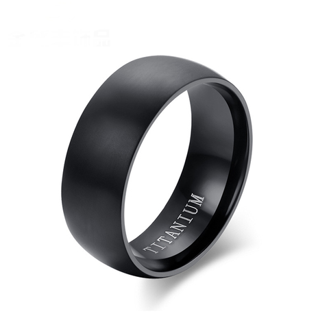 JHSL-Anillo de titanio para hombre, 8mm, clásico, negro, fiesta, joyería de acero inoxidable, regalo para novio, talla 6 7 8 9 10 11 12 13 14 ► Foto 1/6