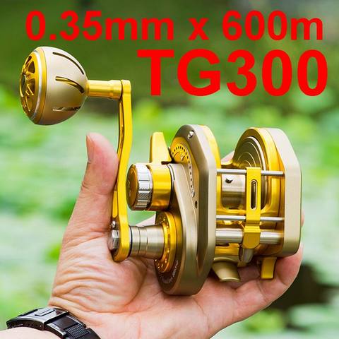 Carrete de pesca Al curricán TG300 TG3000, freno de Metal completo, 6,3: 1, 30Kg, 13 + 2 rodamientos, anticorrosión del agua de mar, 670g, PE4.5, 0,35mm, 600M ► Foto 1/2