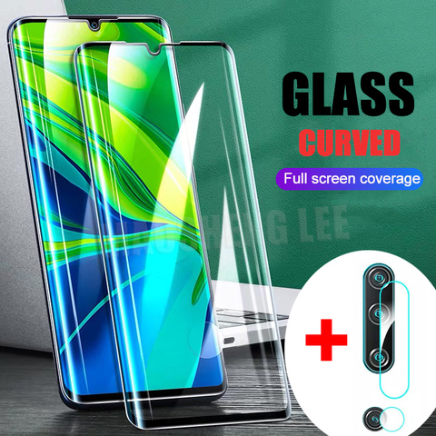 Vidrio Templado curvado para Xiaomi Mi Note 10 Pro CC9 Pro, Protector de pantalla, cubierta completa para Xiaomi Mi Note 10, película de cristal para lente de cámara ► Foto 1/6