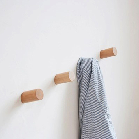 Colgante para pared de madera Natural estilo nórdico, Perchero de almacenamiento con gancho montado en la pared, ganchos para decorar el hogar, accesorios para sombreros y bolsas ► Foto 1/6