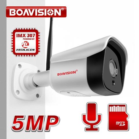 Cámara de seguridad inalámbrica tipo bala Onvif para exteriores, videocámara IP HD de 5MP, 1080P, Audio bidireccional, visión nocturna, ranura para tarjeta TF de 20M, CamHi ► Foto 1/6