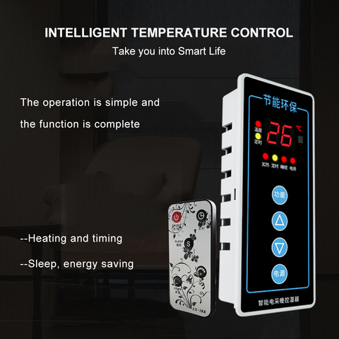 Termostato de calefacción eléctrica inteligente, controlador de temperatura de calefacción de suelo caliente con Control remoto infrarrojo, AC110V-220V, 2500W ► Foto 1/5