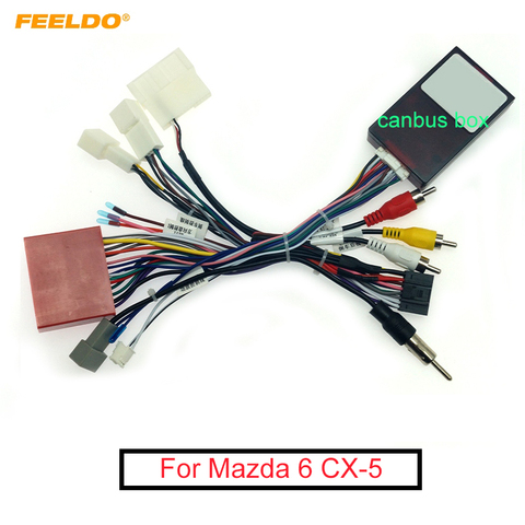 FEELDO-arnés de cableado de Audio para coche, adaptador de cable de instalación estéreo de 16 pines con caja Canbus para Mazda 6 CX-5 ► Foto 1/6