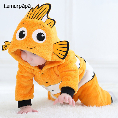 Mono Kawaii para bebé, disfraz de Nemo para nacido, niño y niña, ropa cálida de invierno, traje mono de pescado de Anime kigurumi - Historial de precios y revisión