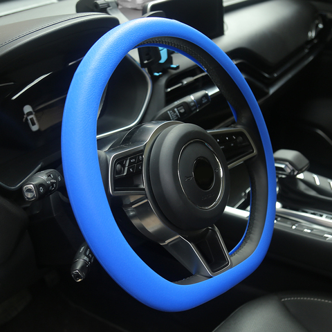 Funda de silicona para volante de coche, accesorios interiores duraderos, envoltura para volante, Universal, suave, antideslizante, 33-38cm ► Foto 1/6