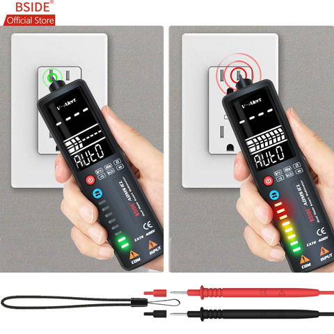 BSIDE ADMS1-multímetro Digital LCD, 3 expositor con líneas, comprobador de voltaje automático, voltímetro con pantalla curvada con barra analógica e indicador de 8 LED ► Foto 1/6