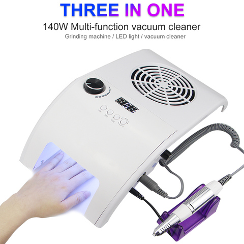 3in1 multifunción de alta eficiencia 35000RMPD taladro de uñas con lámpara de uñas LED UV aspiradora manicura ventilador herramientas Kits ► Foto 1/6