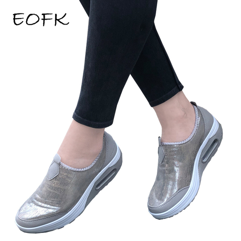 EOFK-mocasines poco profundos para mujer, zapatillas cómodas de plataforma sin cordones, informales, 2022 ► Foto 1/6