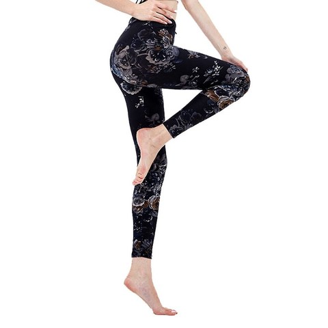 INDJXND Leggings impresas mujer Fitness entrenamiento Leggings pantalones para mujeres de moda ropa de cintura alta calzas estampadas con flores ► Foto 1/6