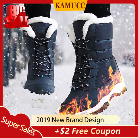 KAMUCC 2022 mujeres botas de nieve impermeable antideslizante padre-hijo botas de invierno botas de piel gruesa y la plataforma zapatos de talla grande 31-42 ► Foto 1/6
