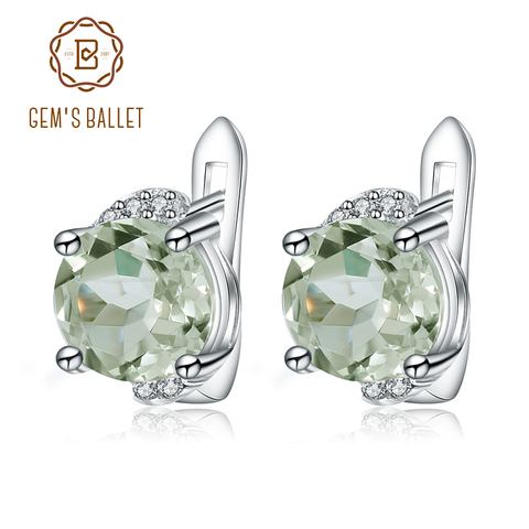 Gem's Ballet 4,08 t pendientes de prasiolita de amatista verde Natural 925 pendientes tipo botón de plata fina para mujer joyería de regalo para San Valentín ► Foto 1/5