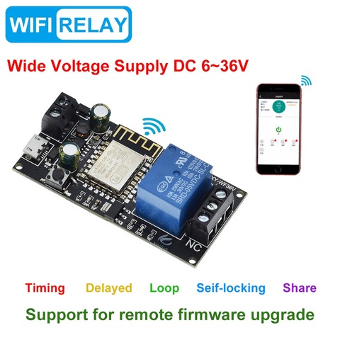 Sinilink-Módulo de relé de control remoto para teléfono móvil, WIFI, DC6V ~ 36V, aplicación de ESP-12F de XY-WF36V para hogar inteligente ► Foto 1/6