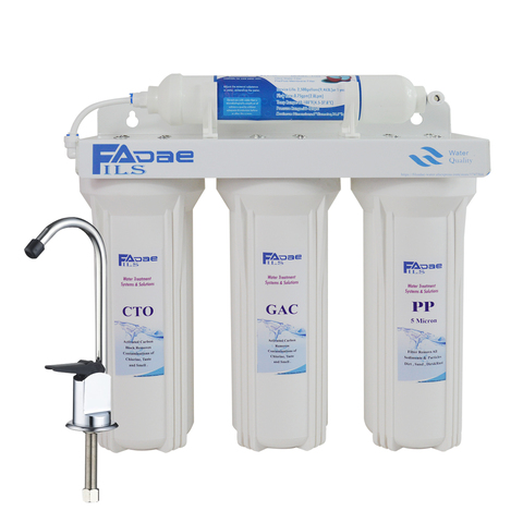 Sistema de filtración bajo fregadero para el hogar, 4 etapas, con agua potable limpia y saludable para RV, exteriores, garaje, hogar, etc. ► Foto 1/6