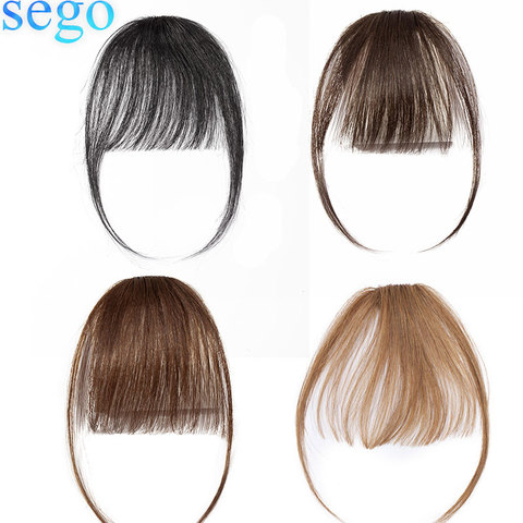 SEGO-peluca con flequillo de cabello humano para mujer, pequeña, 3D, Remy, Clip en extensiones de cabello, peluca con flequillo Natural ► Foto 1/6