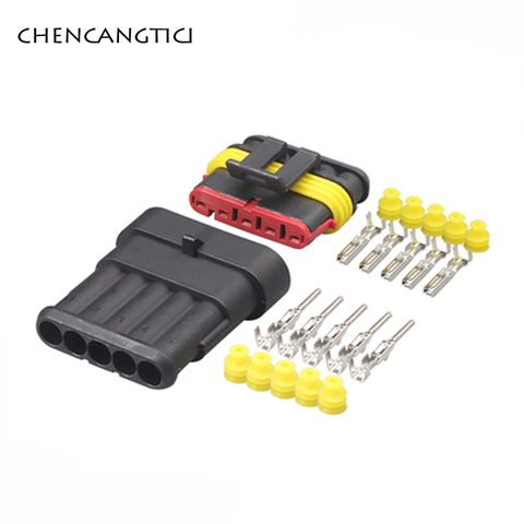 5 Sets 5 Pin forma Superseal impermeable Autelectrical conector de cable macho y hembra Tyco enchufe AMP 282089-1-282107-1 ► Foto 1/4