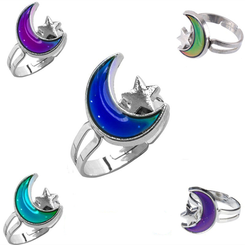 Anillo de temperatura intercambiable con emoción sentimiento ajustable cambio de Color Luna Estrella 1 ud. ► Foto 1/6